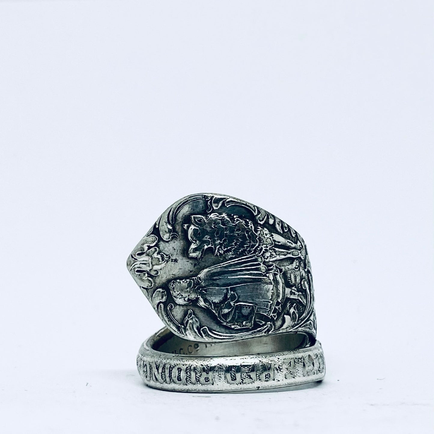 Anello Artigianale CAPPUCCETTO ROSSO Mod. SPIRALE  Realizzato con Antica posata in Argento (Prima Metà del ’900)