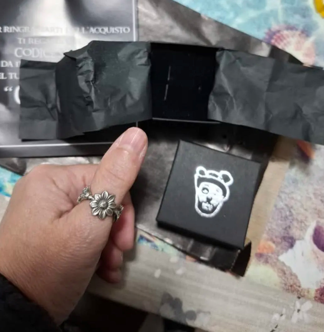 Anello Artigianale GIRASOLE Mod. SPILLA Realizzato con Antica spilla in Argento (Prima Metà del ’900)